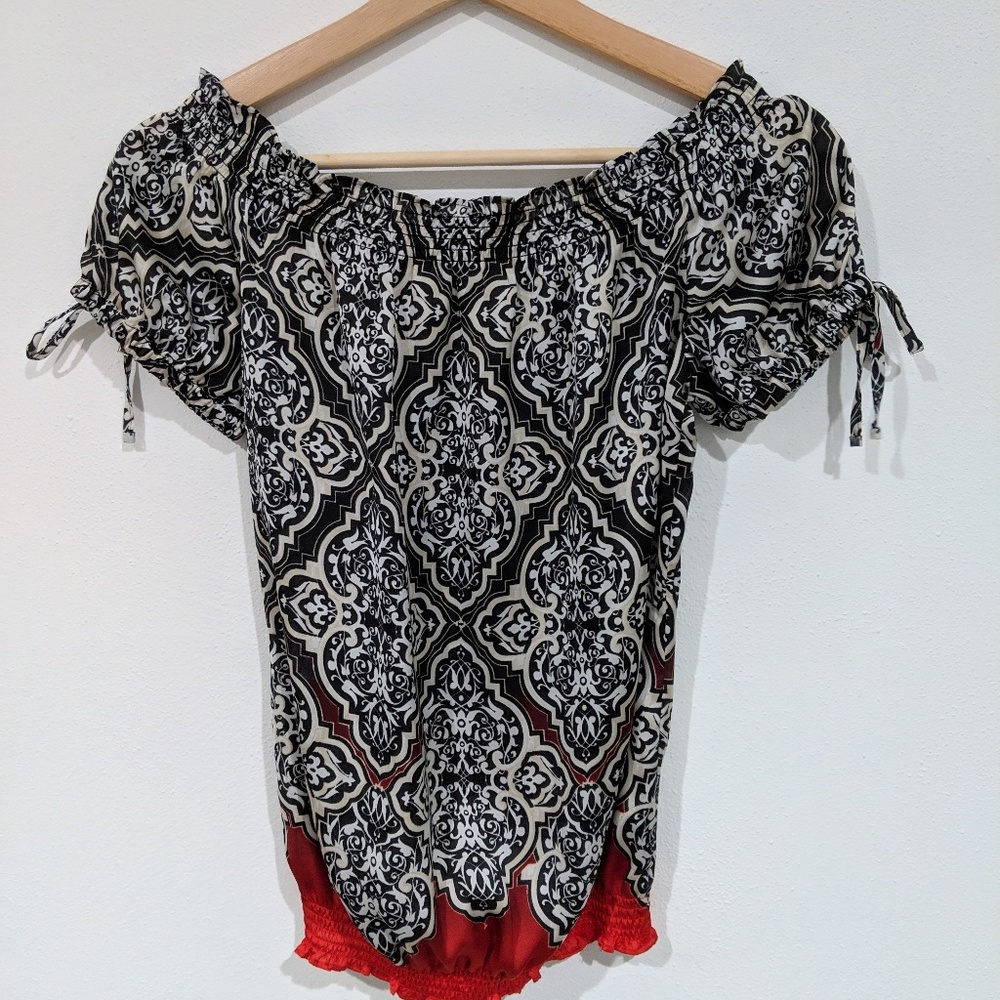 WHBM top tunic mosaic tiles print xxs BNWT